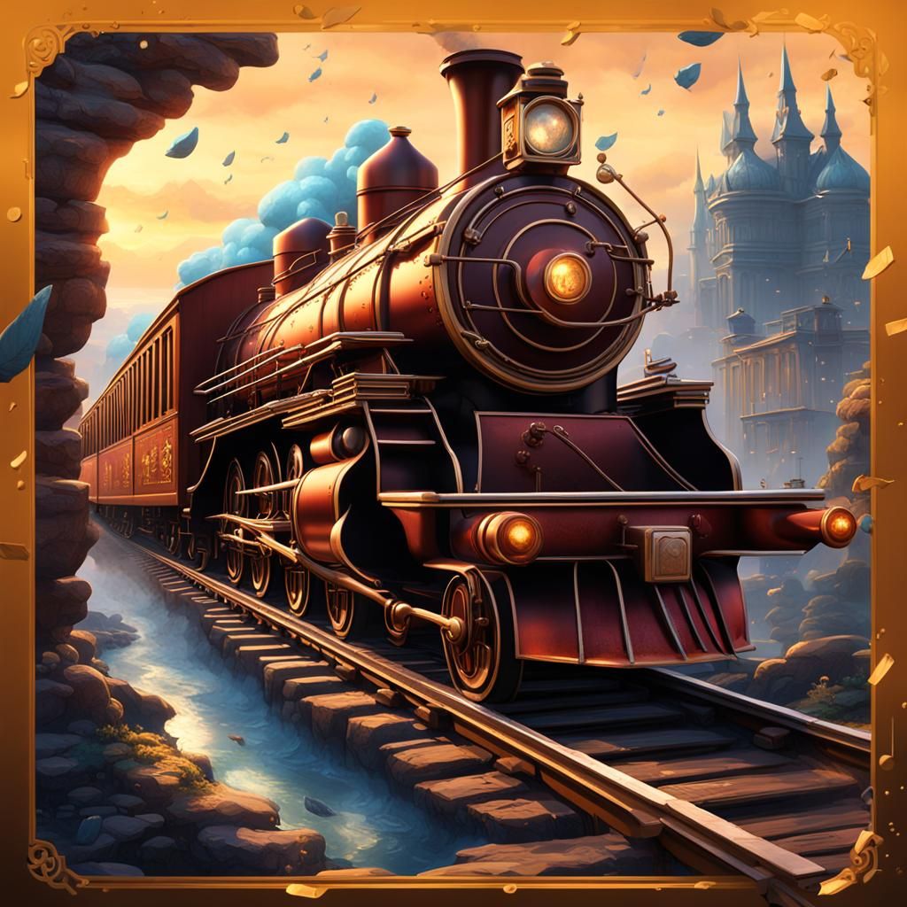 Music Train with Note Conductor: Detailed Fantasy Art