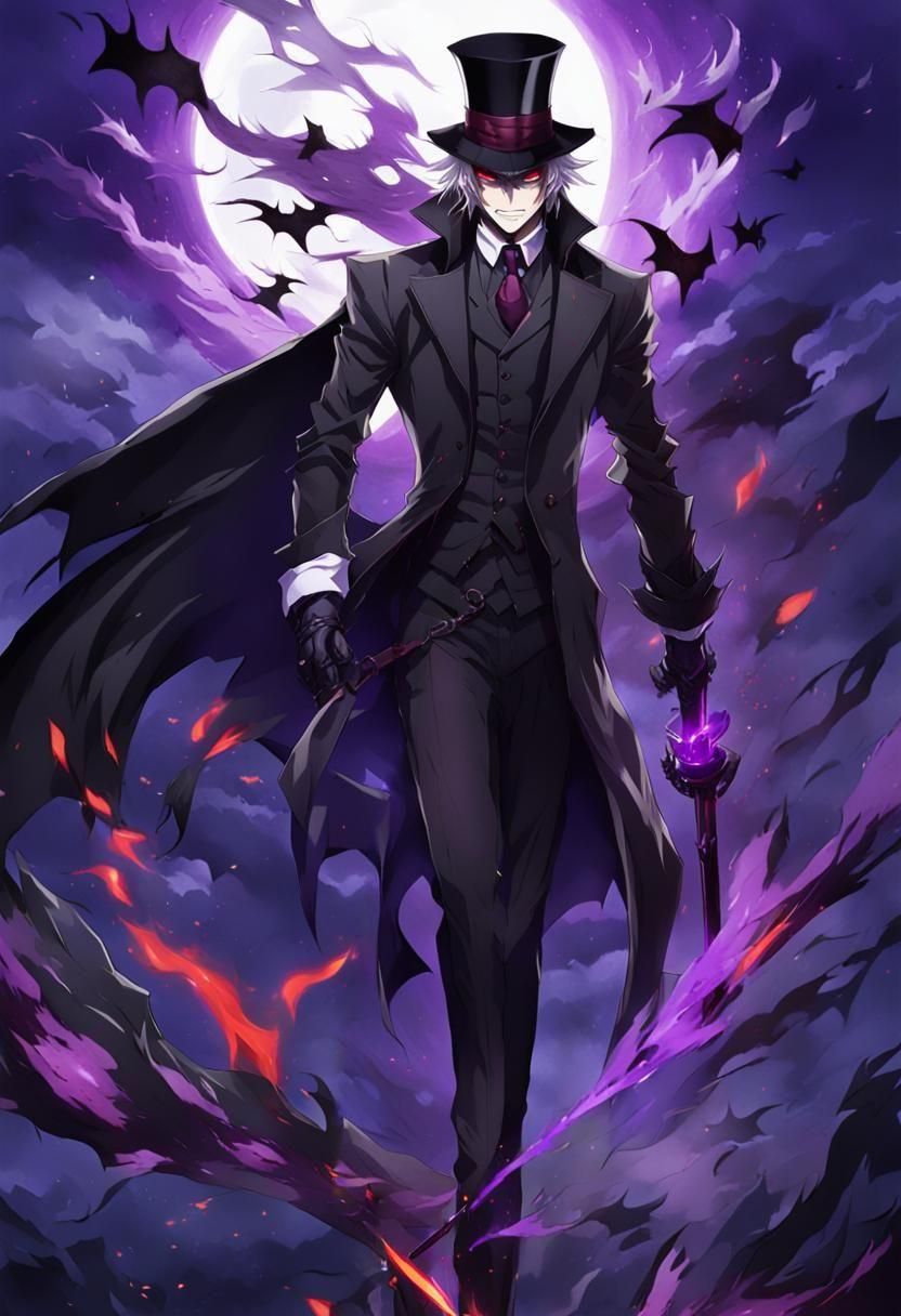 Dark Knight with Flames in Anime Style