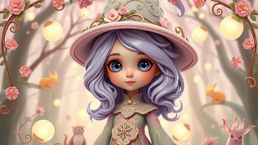 Enchanting Art Nouveau Princess in Dreamlike Forest