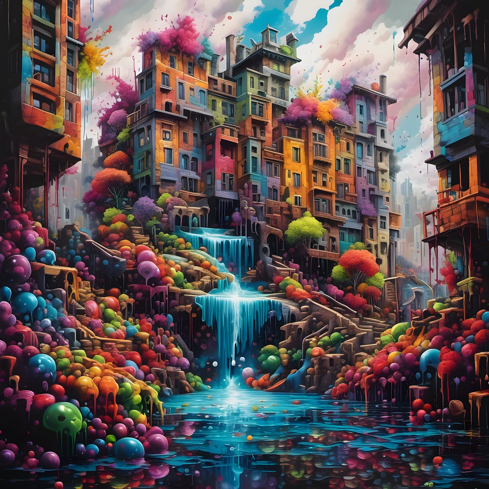 Colorful Graffiti Art with Melting Textures