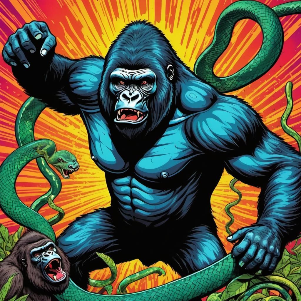 Gorilla and snakes