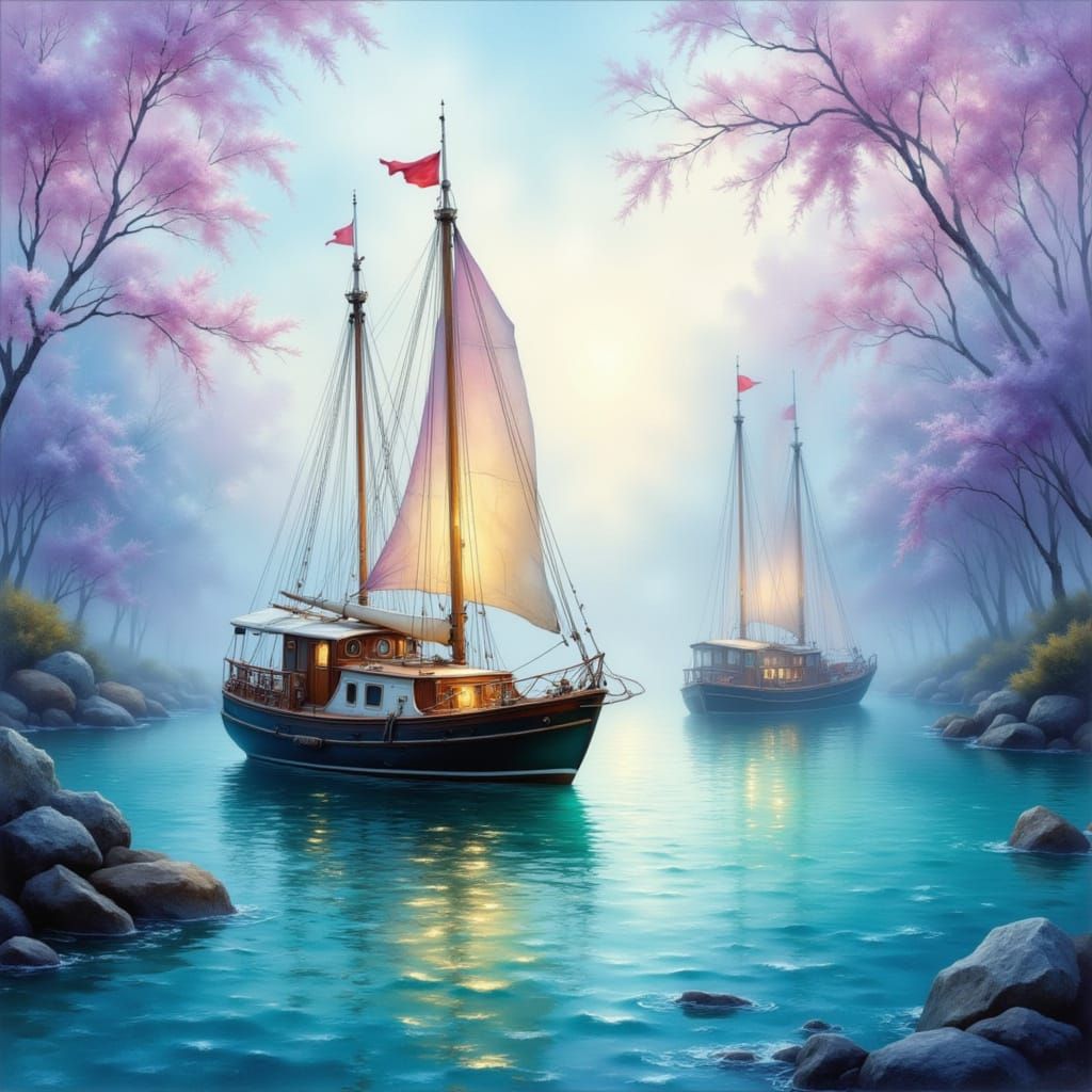 Sails Beneath the Mist of Spring