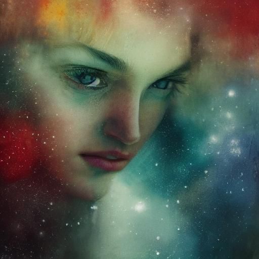 Dreamlike Portrait of Girl with Fear and Determination