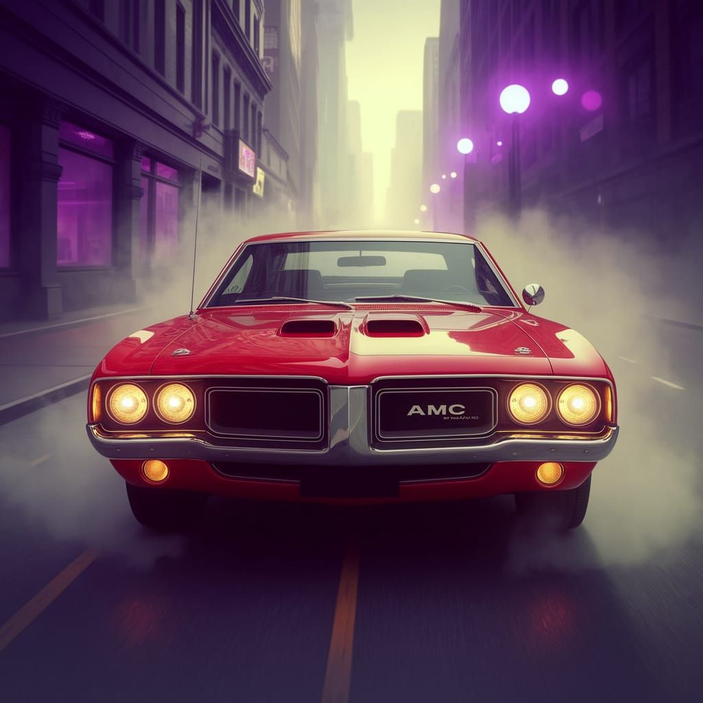 Ethereal 1968 AMC Muscle Car in Dark Fantasy Concept Art