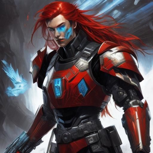 <lora:Space Opera:1.0> 18-year-old girl, N7 heavy onyx armor...