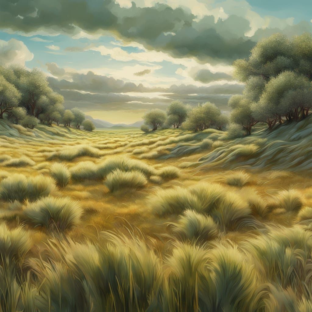 Surreal Meadow Floor as Dreamlike Oil Painting