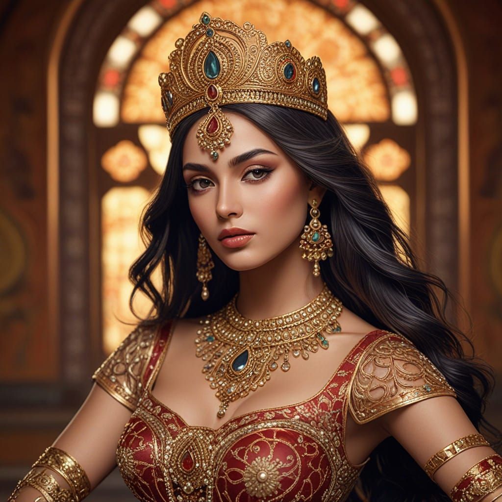 Ethereal Indian Dancer in Iridescent Splendor