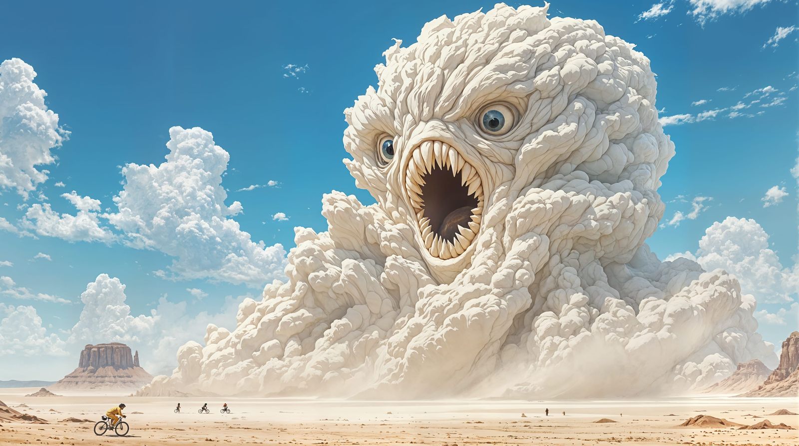Surreal Cloud Beast Emerging from the Desert in a Dreamlike ...