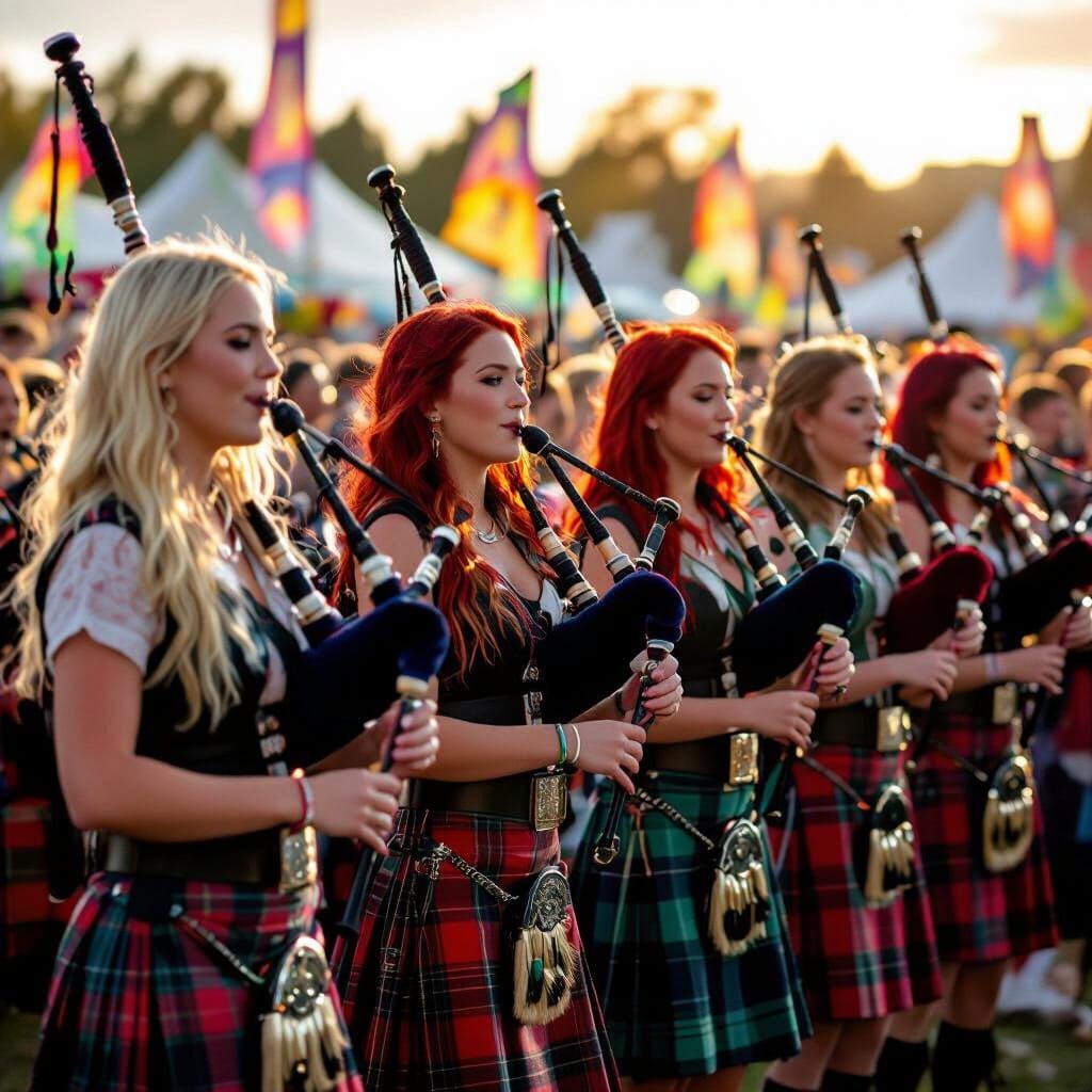 Scottish Festival Bagpipe Performance by Four Women