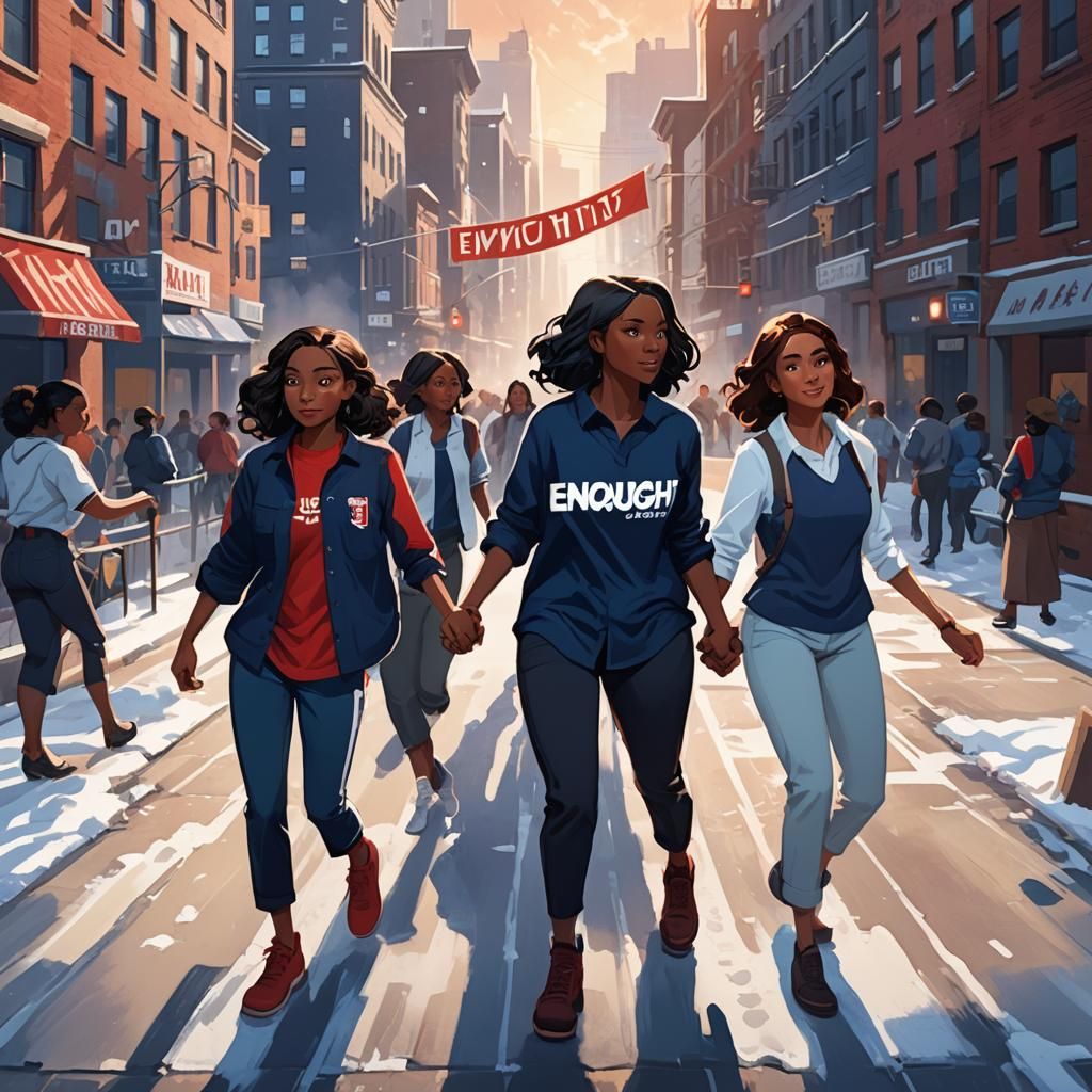 Women's Rally Concept Art in Detailed Matte Style