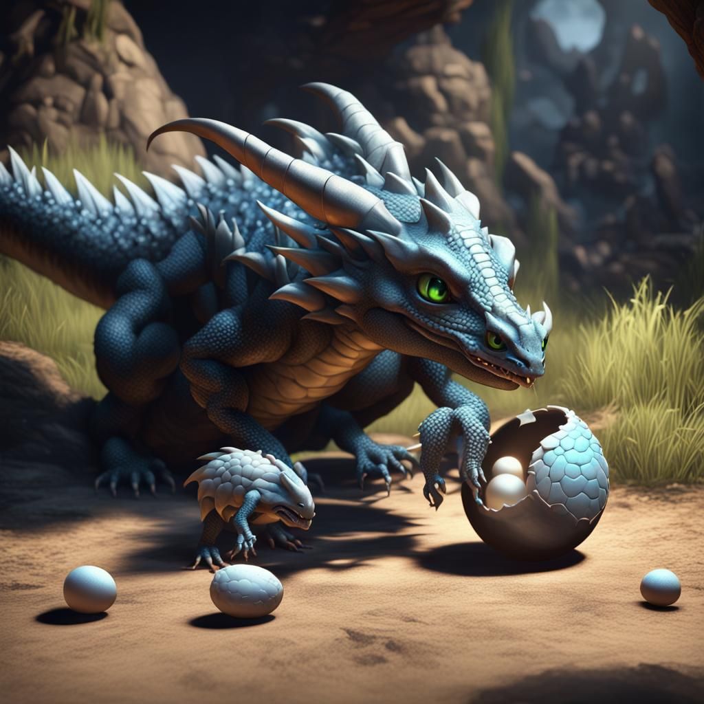 Baby Dragon Hatching: A Mother's Love in 3D