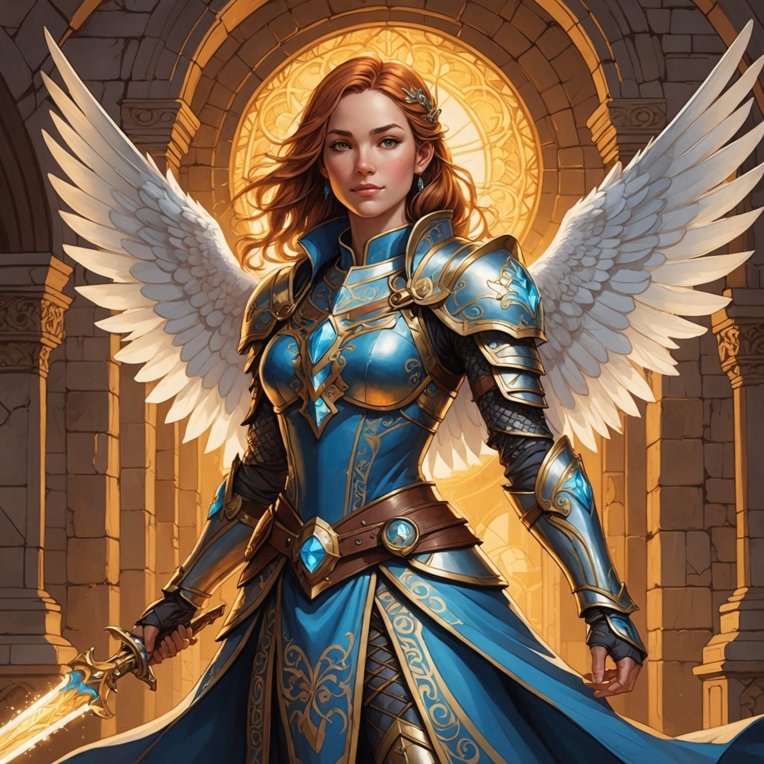 Radiant Paladin with Dove in Anime Style