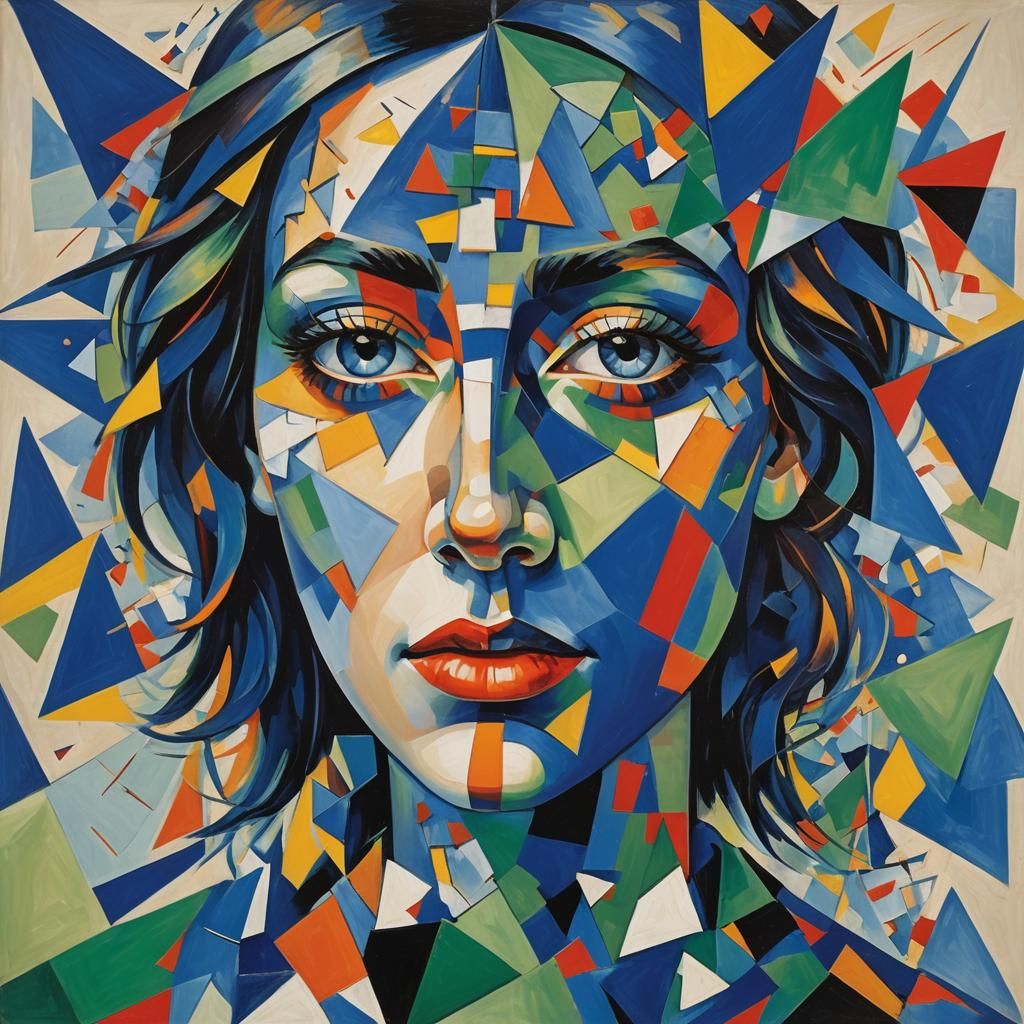Cubist Portrait in Geometric Style