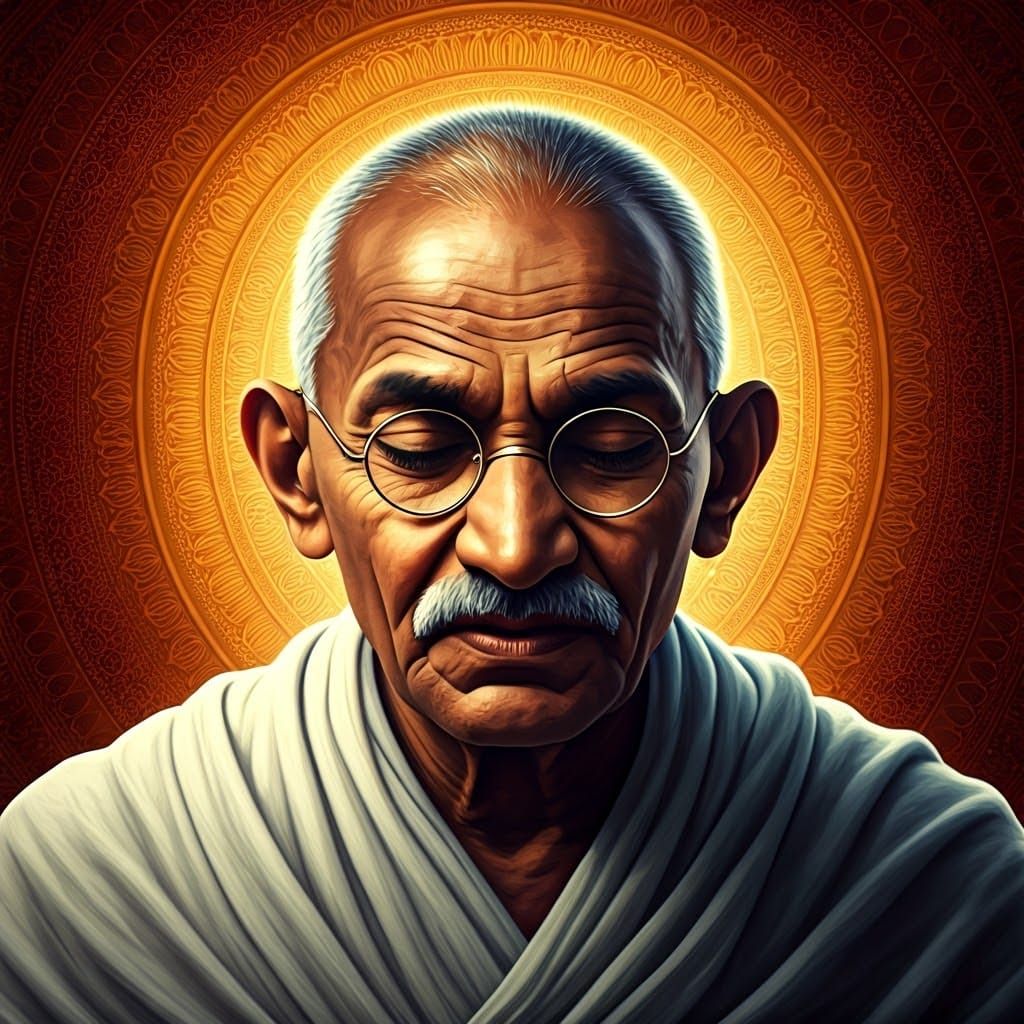 Photorealistic Portrait of Mahatma Ghandi in Meditation