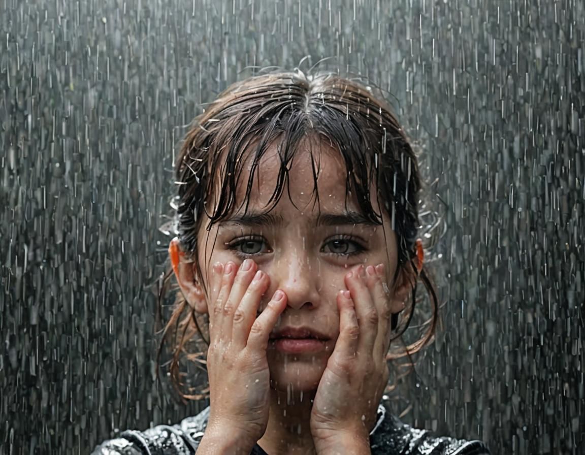 Melancholic Portrait in the Rain