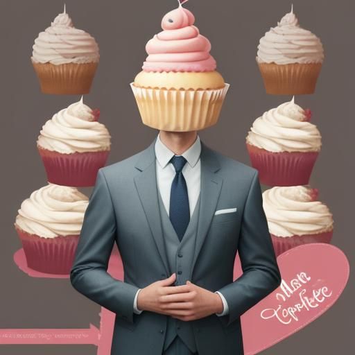 Man with Cupcake Head: Surreal Portrait
