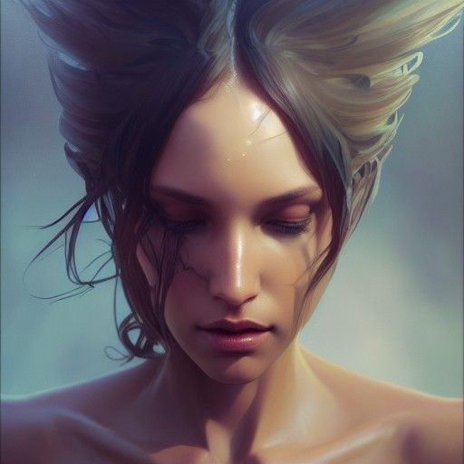 Detailed Liquid Portrait in Art Nouveau Style