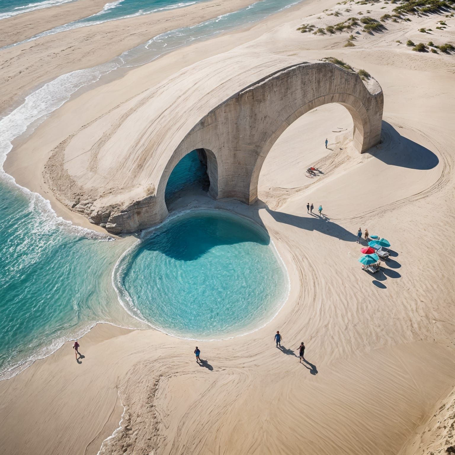 Modern Terrace with Arch and Turquoise Pool