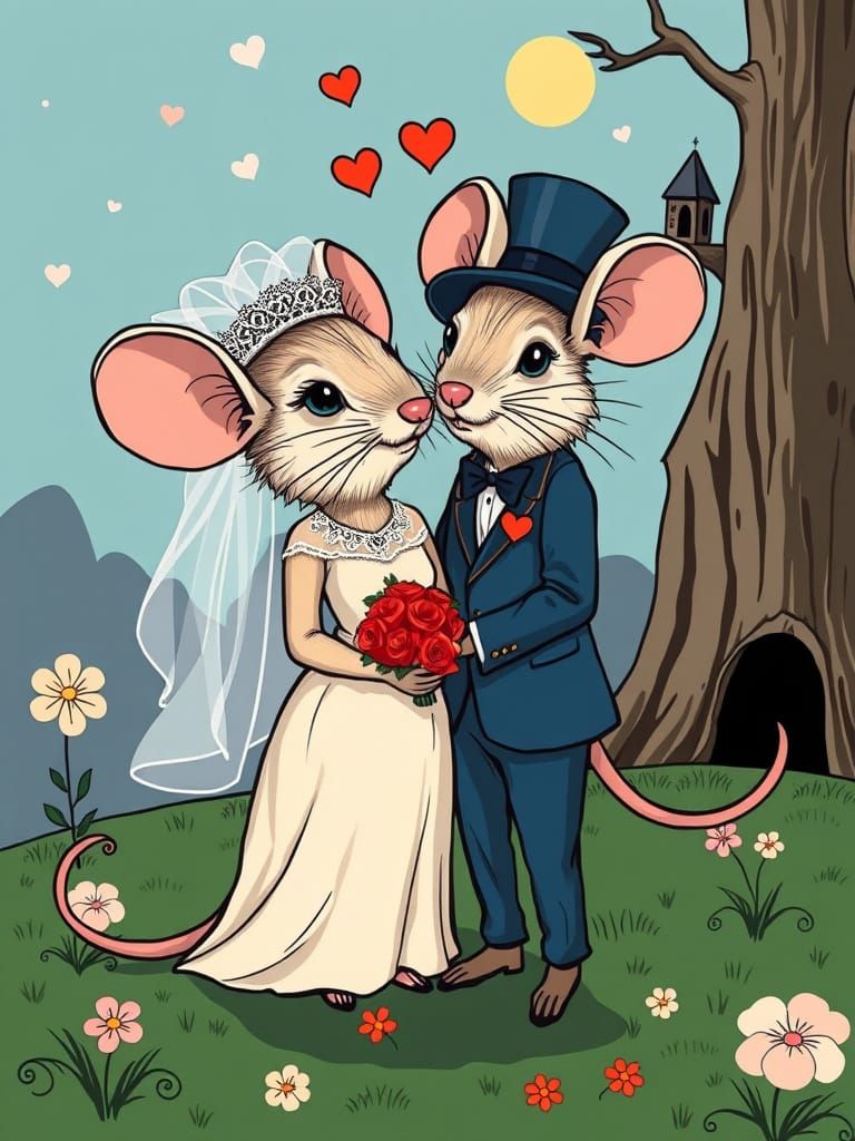 Whimsical Pop Art Celebration of Love