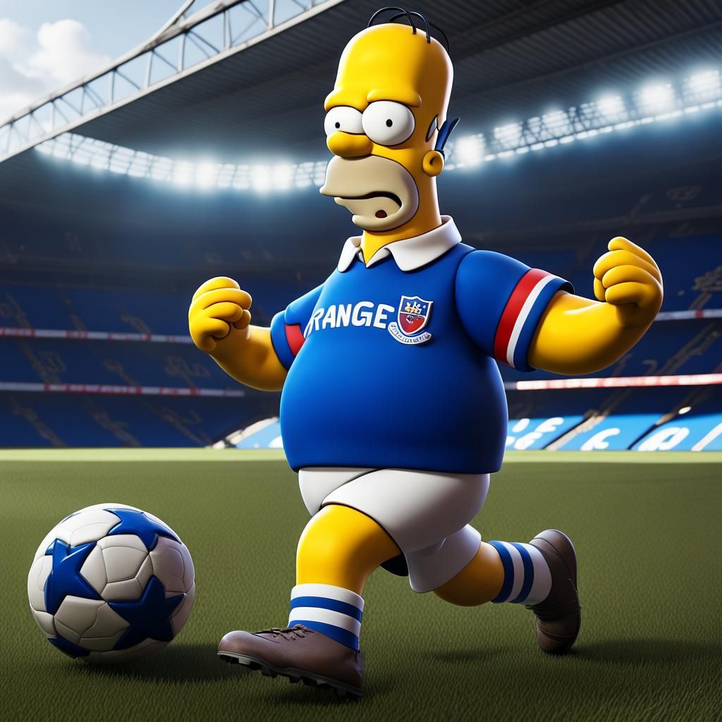 Homer Simpson as Glasgow Rangers Footballer: Detailed Matte ...
