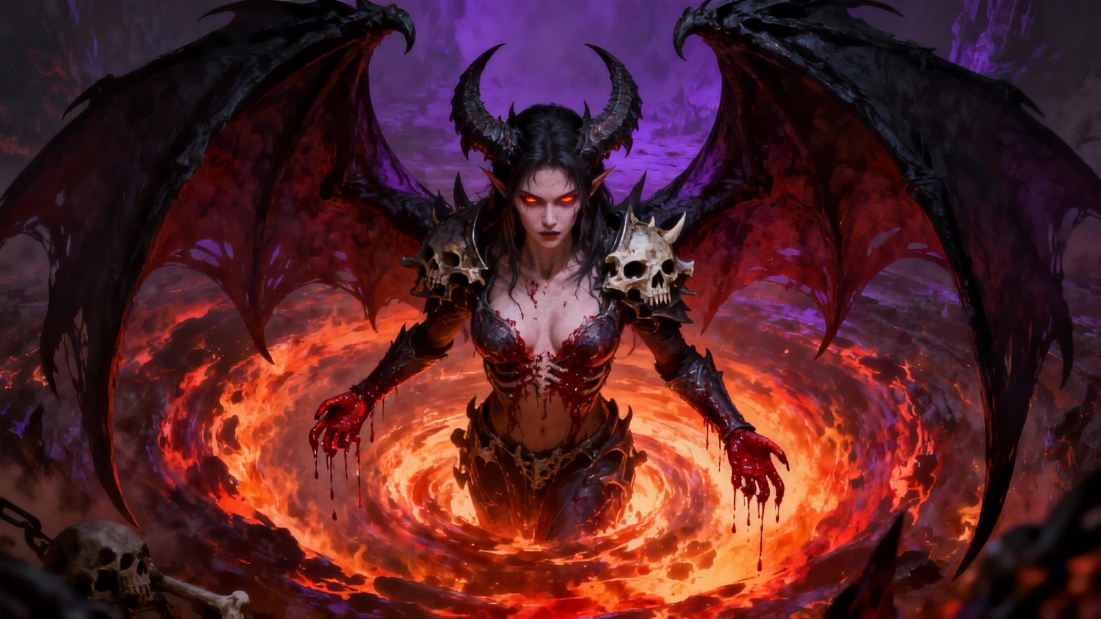 Shadow Demon Emerges from Hellfire Vortex