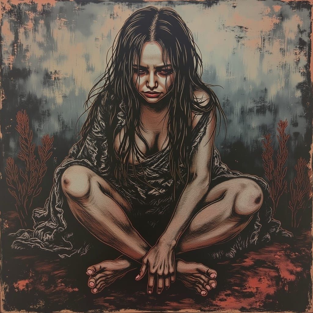 Figure in Despair: Surrealist Emotional Portrait