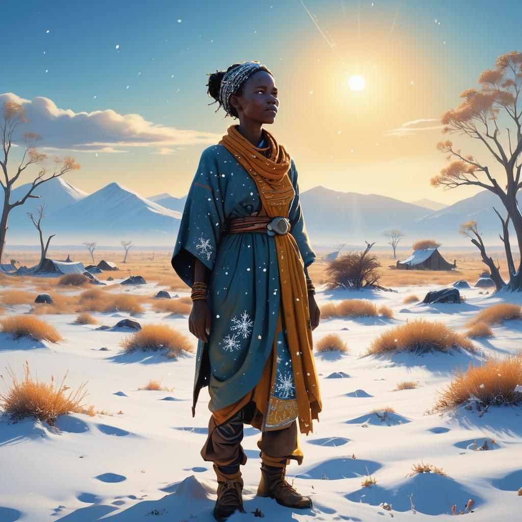 Snowy African Plain: Fantastical Matte Painting