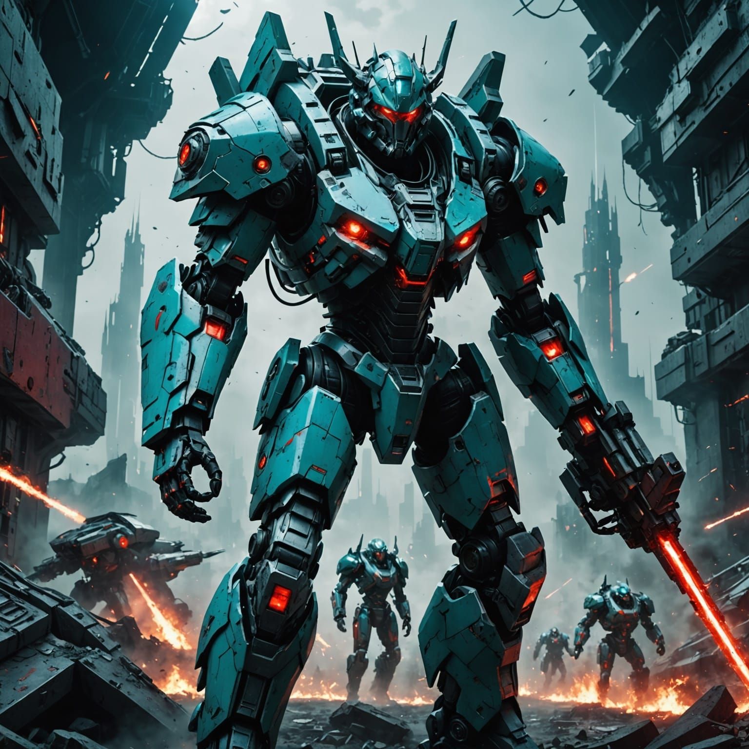 Futuristic War Scene with Astaroth in Cinematic Style