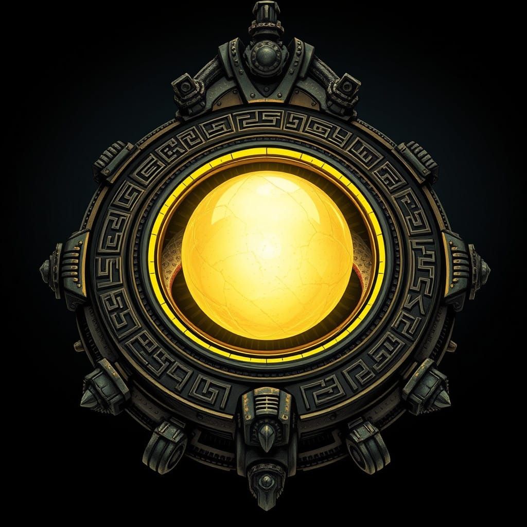 Ancient Dwemer Artifact in Dark Fantasy Style