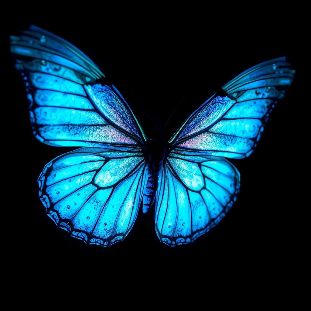 Bioluminescent Butterfly in Watercolor Style