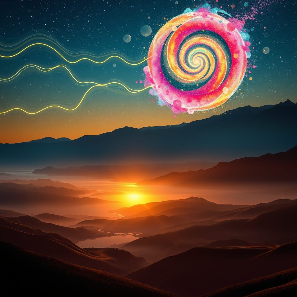 Hyperrealistic Evening Landscape with Celestial Phenomenon