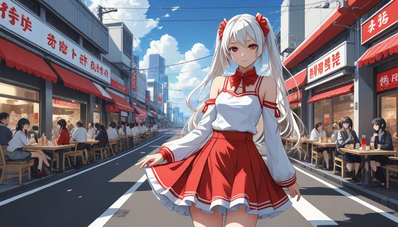 Anime Style Girl on Fashion Road