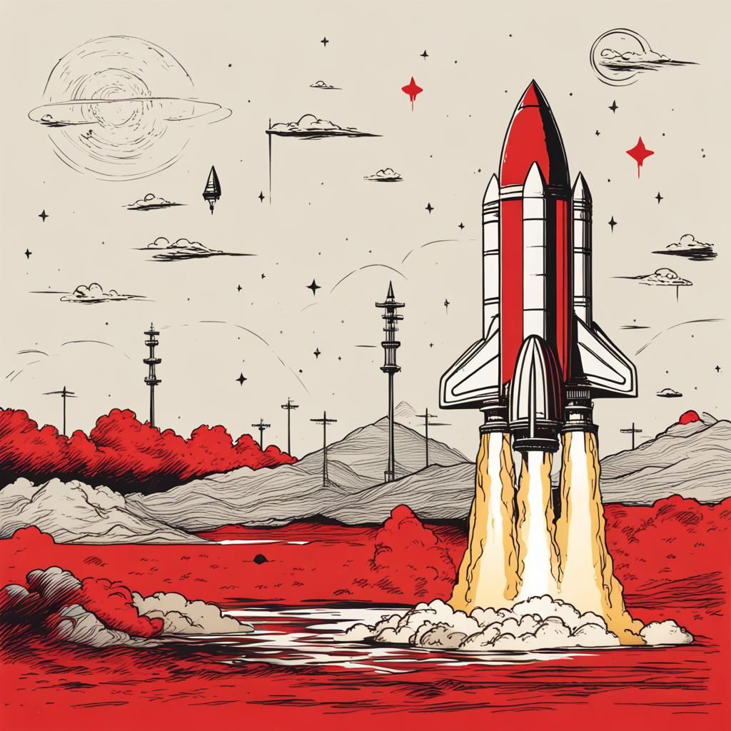 The rocket’s red blare