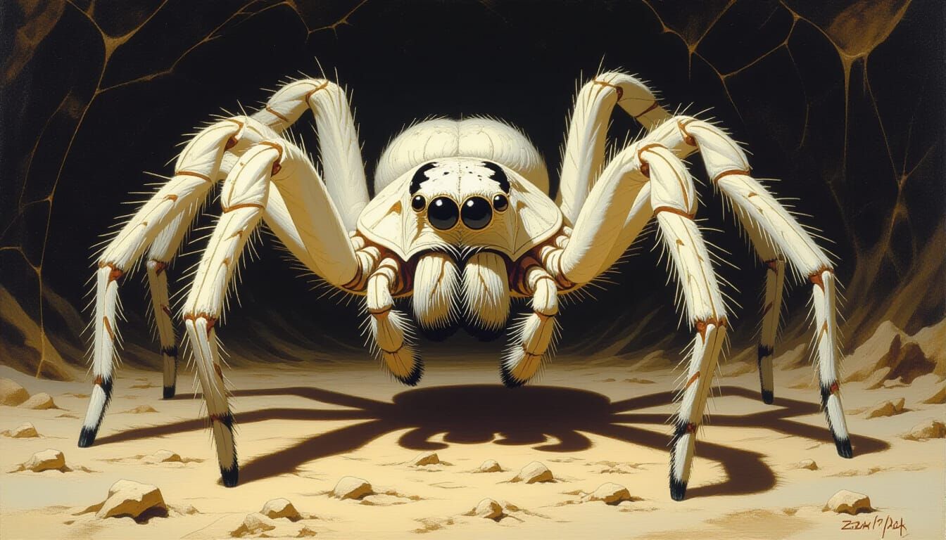 Une tarentule géante toute blanche