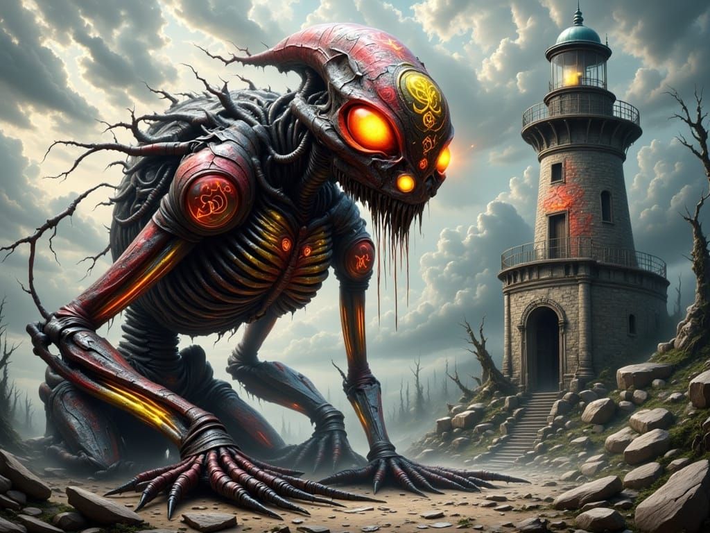 Dark Surreal Candy Golem at Ancient Lighthouse