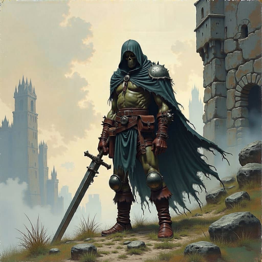 Grimdark Fantasy Landscape in James Gurney Style