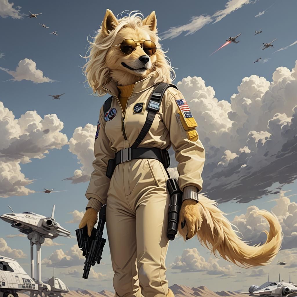 Canine Star Wars Pilot in Aviator Sunglasses