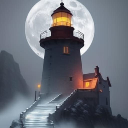 Mysterious Moon Rises Over Abstract Landscape