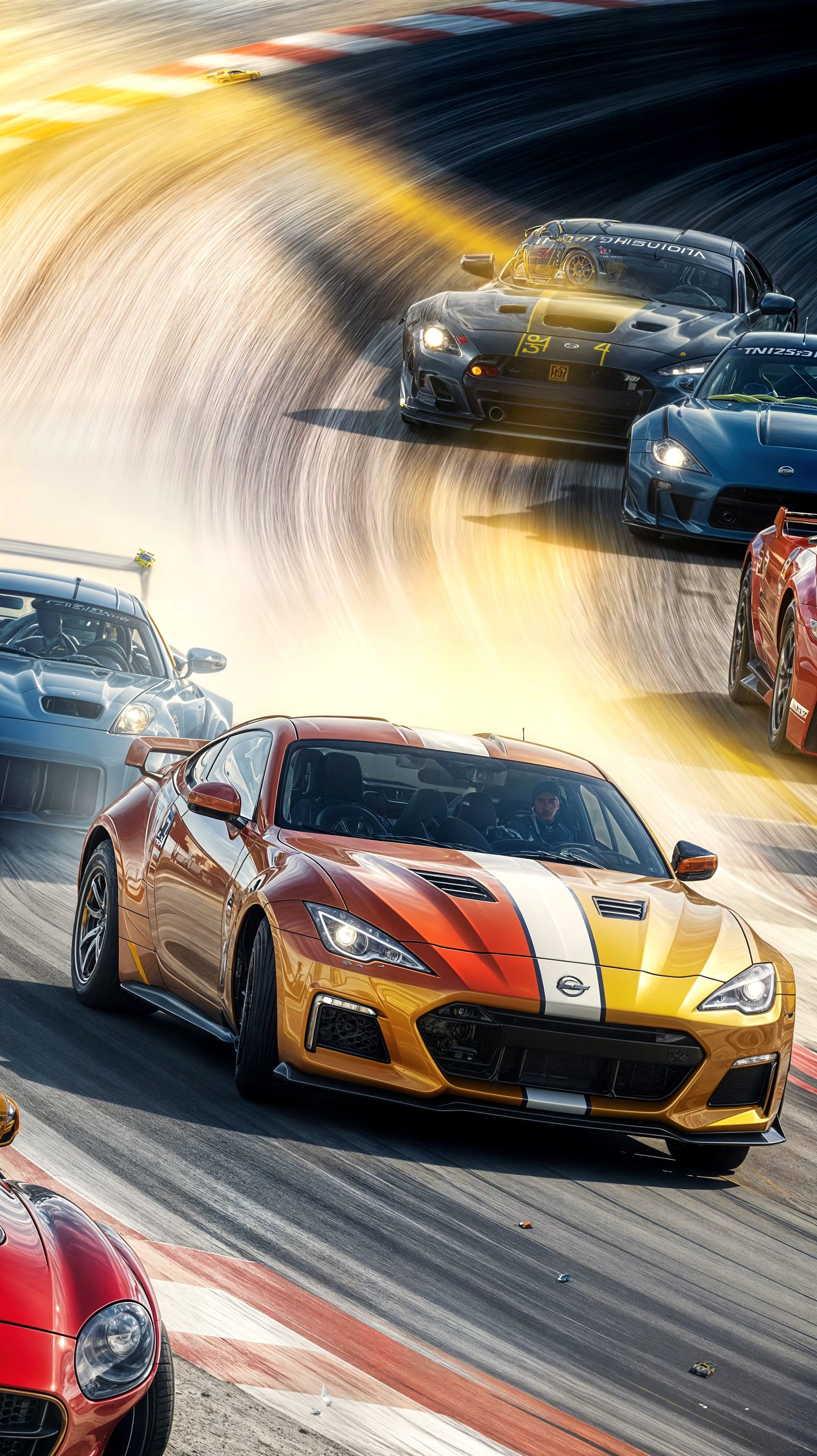 Concept Drift Car in Action with Color Shifting Paint