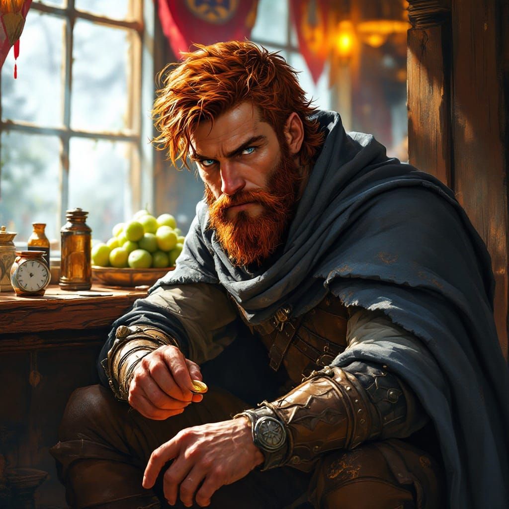 Tavern Character: Hyperrealistic Man in Leathers