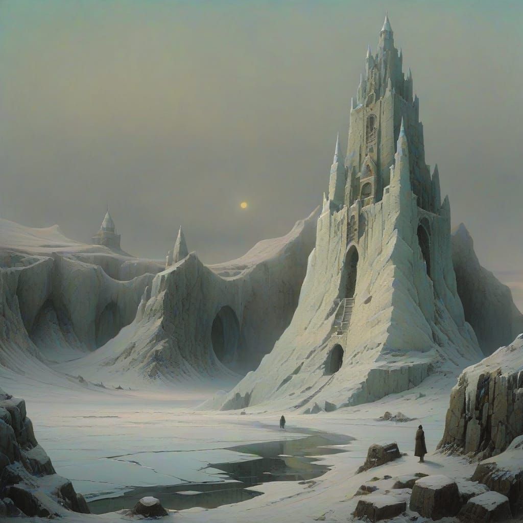 Ice Spire: A Frozen Fortress in Dark Fantasy Style