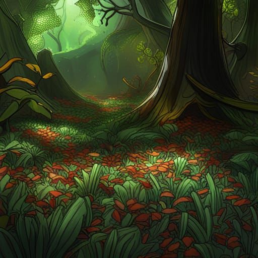 Detailed Jungle Leaves Matte Painting