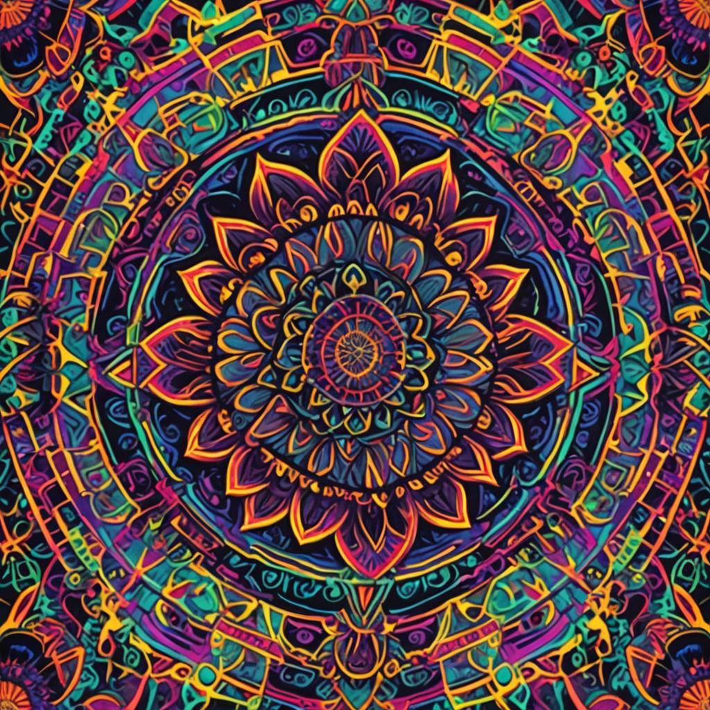 Psychedelic Mandala in Black Light