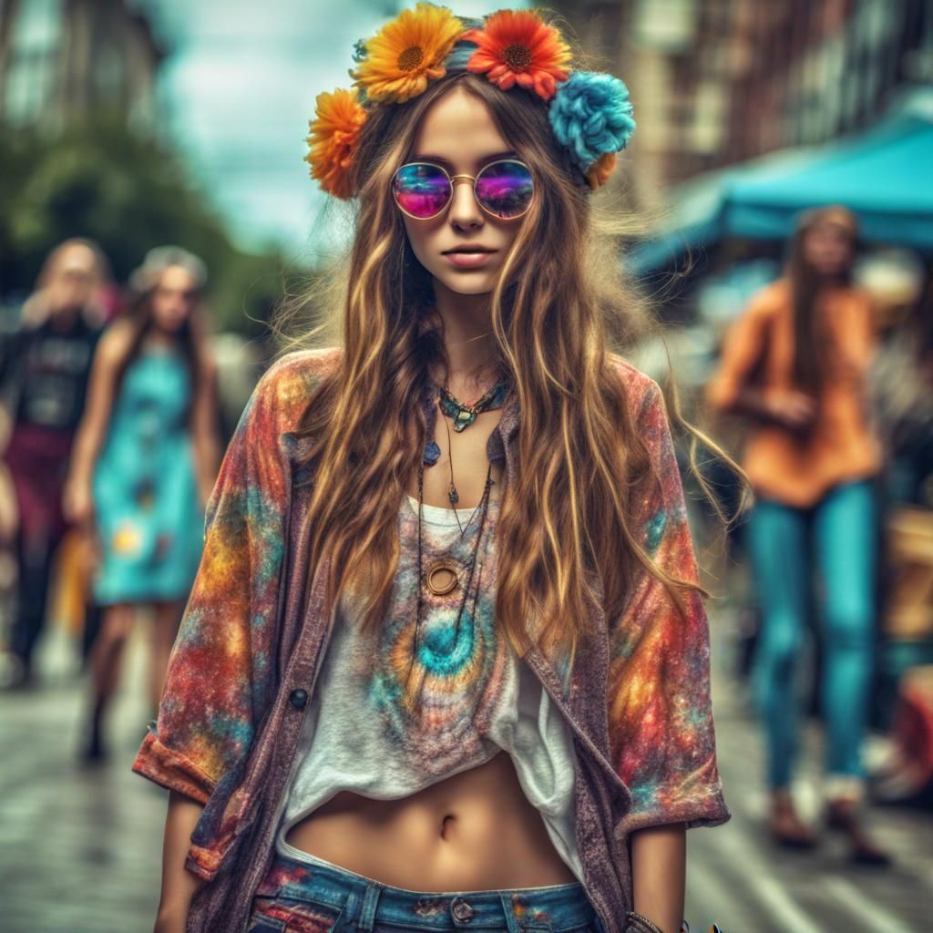Hippie Hop Fashion Girl in 4K HDR