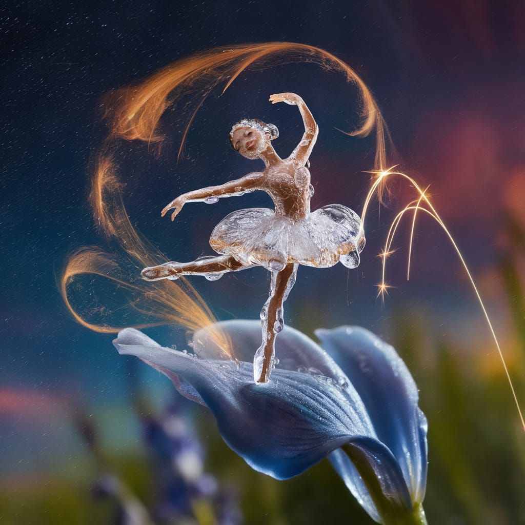 Raindrop Ballerina: A Macro Photograph of Figurative Art