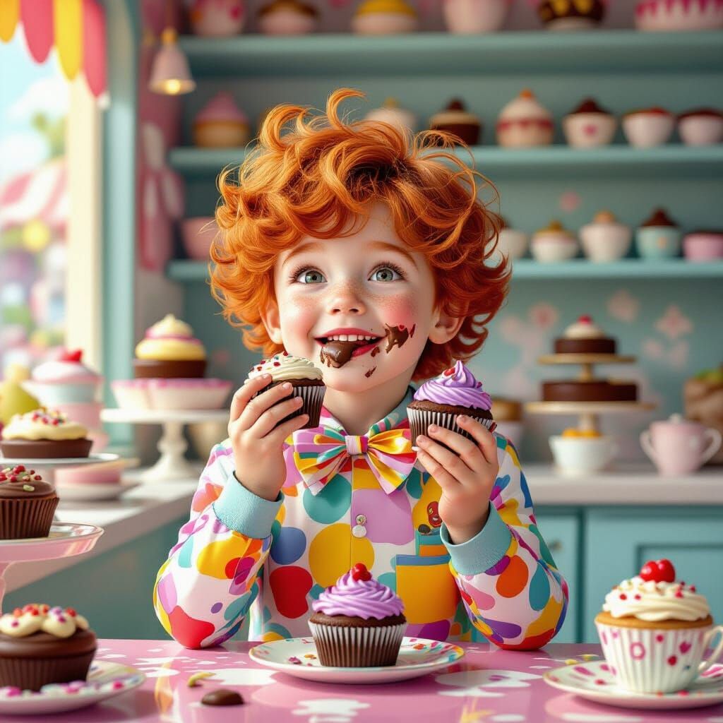 Child's Joy: A Candyland Cupcake Adventure in Digital Art