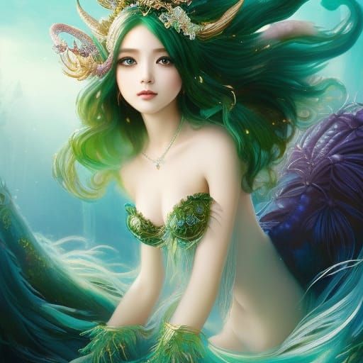 Cute Chibi Mermaid Portrait in Anime Manga Style