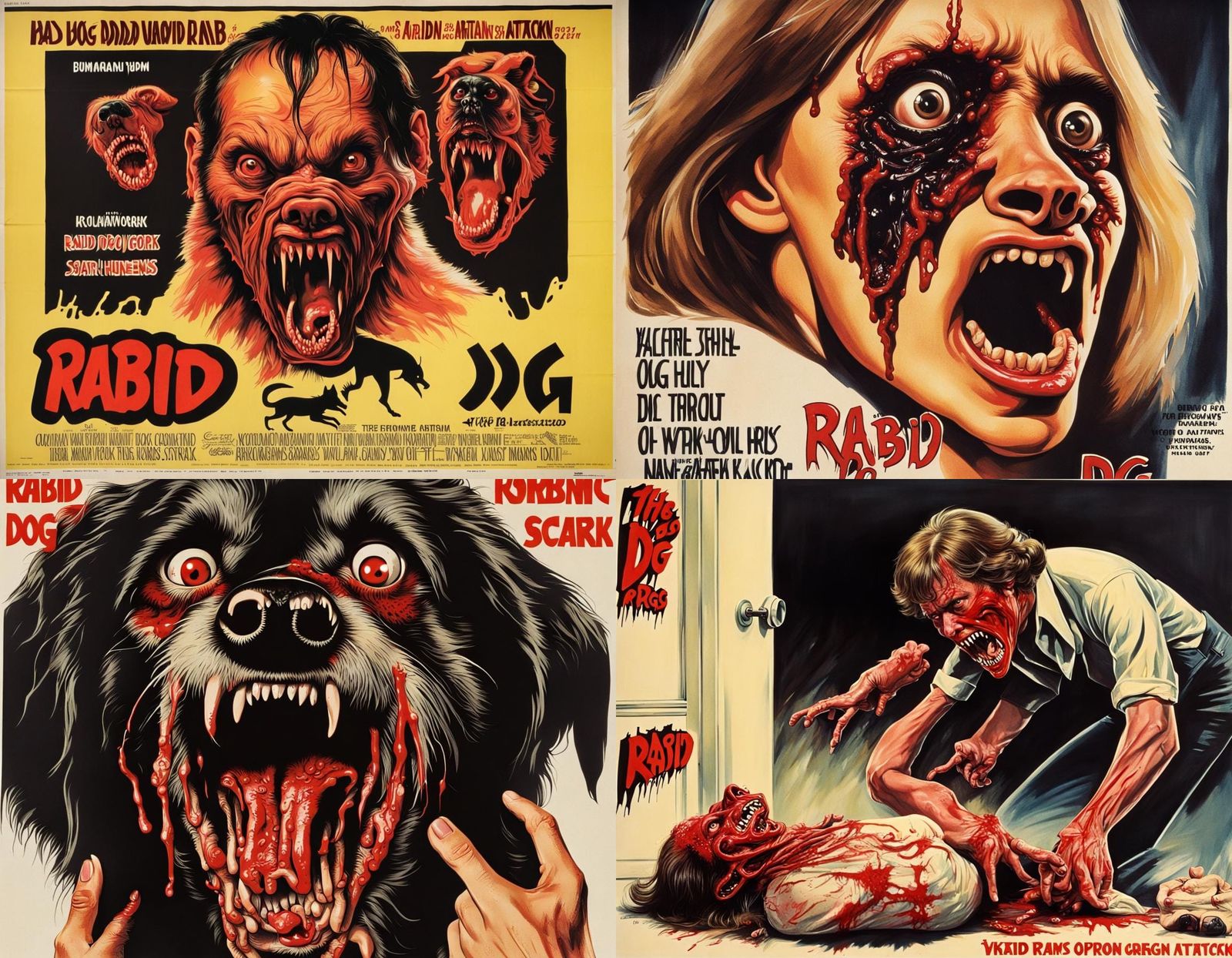 Vintage Horror Movie Poster: Rabid Dog Attack