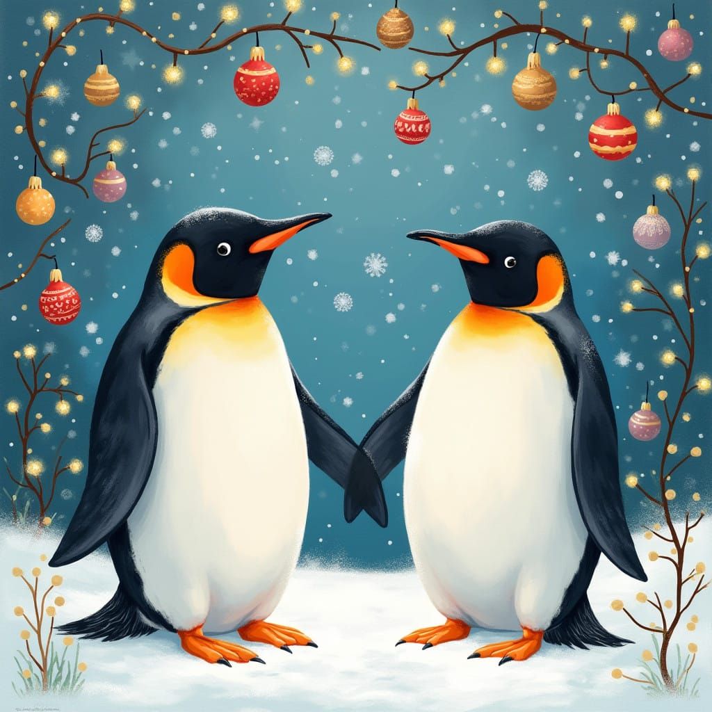 Merry Pinguins in a Whimsical Winter Wonderland