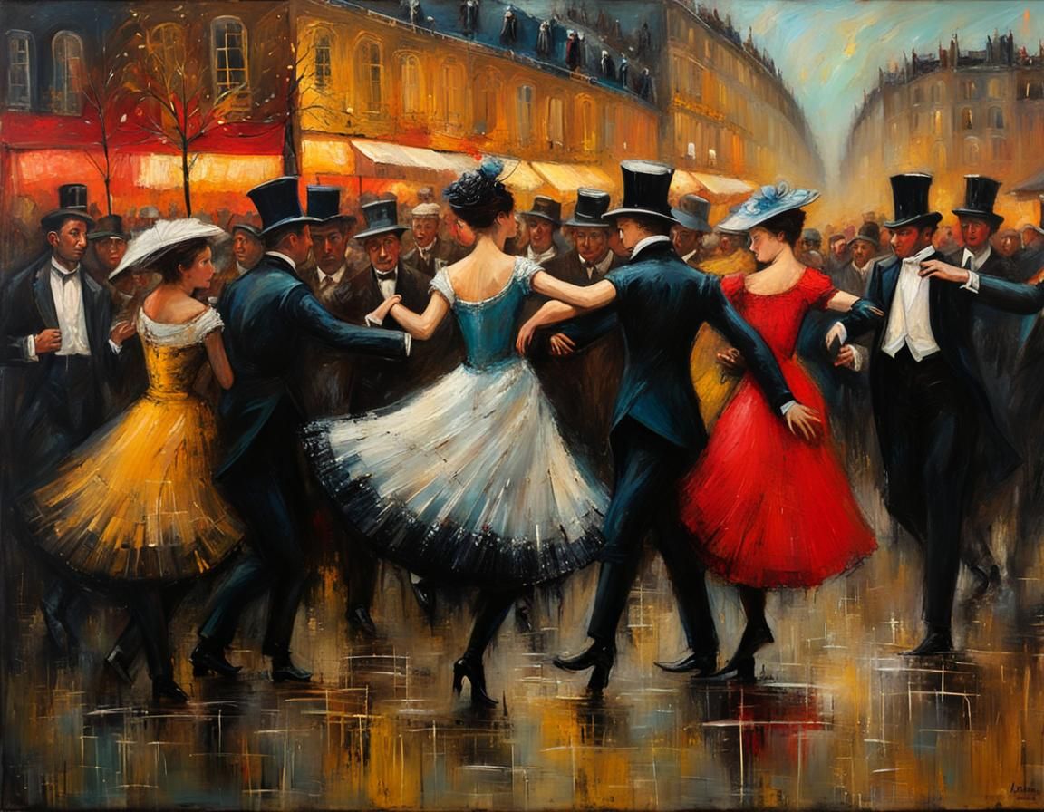 Dancing in Burning Paris: An Encaustic Painting
